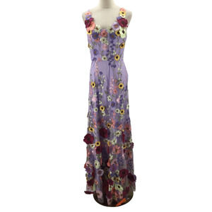 FORMAL AW 16 2X plus Lilac 3d aplique floral spring party maxi dress NEW B66